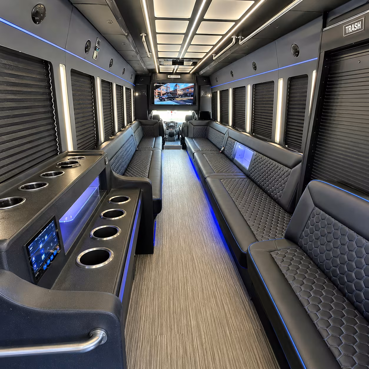 Fayetteville Bachelor & Bachelorette Transportation party bus interior