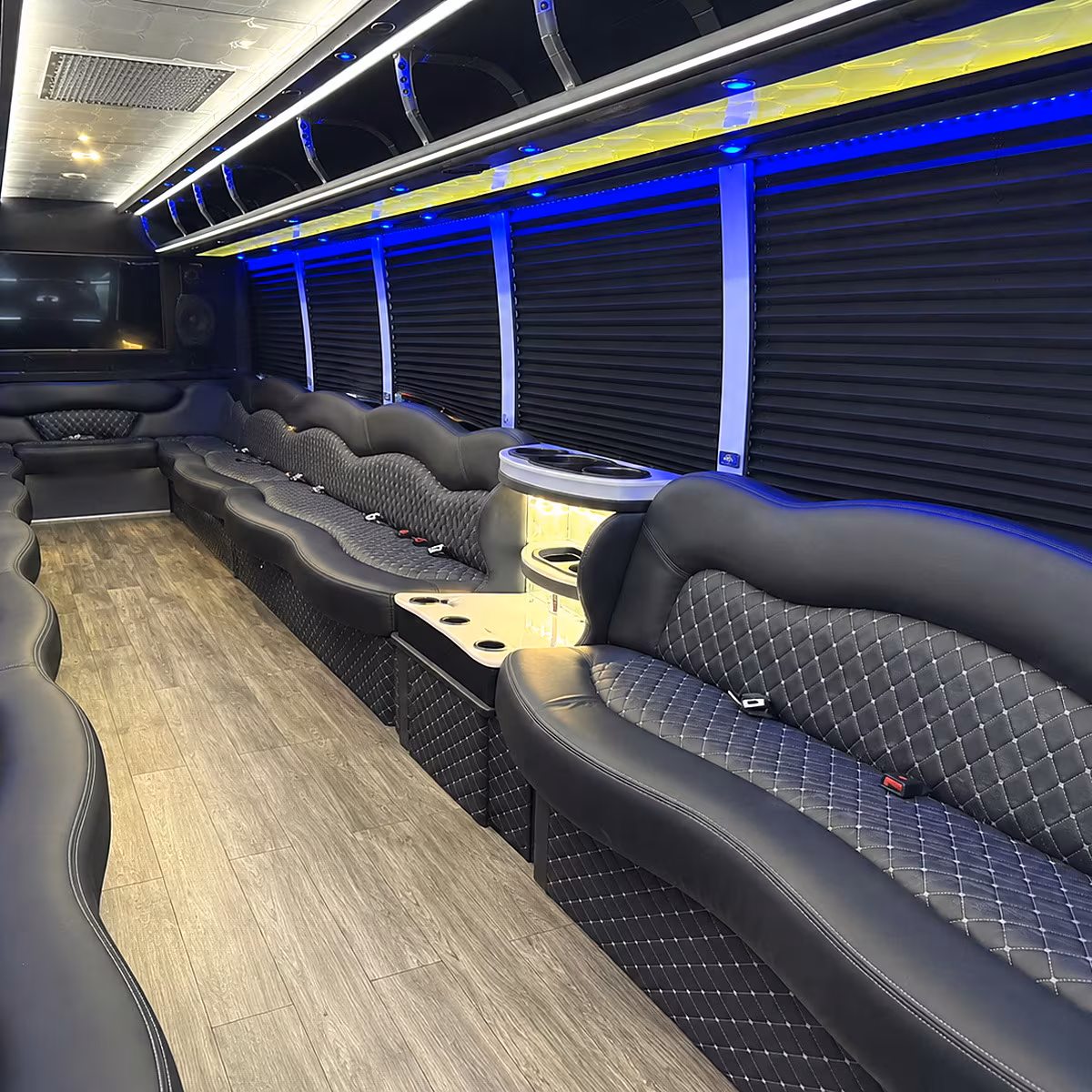 Fayetteville Private Event Transportation party bus interior