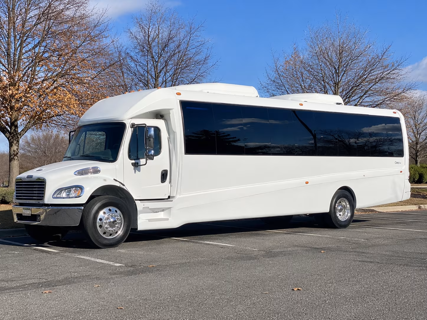Fayetteville Sporting Event Transportation party bus exterior