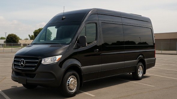 Exterior of Charter Bus Company High Point's 14 Passenger Sprinter Limousine in High Point