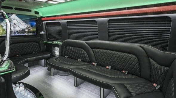 Interior of Charter Bus Company Cary's 15 Passenger Party Bus in Cary