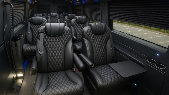 Interior of Charter Bus Company Fayetteville's 18 Passenger Minibus in Fayetteville