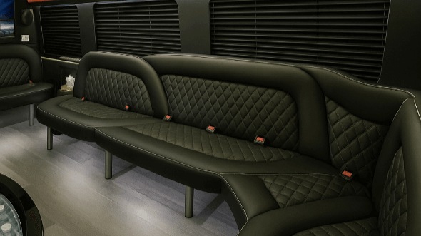 Interior of Charter Bus Company Cary's 18 Passenger Party Bus in Cary