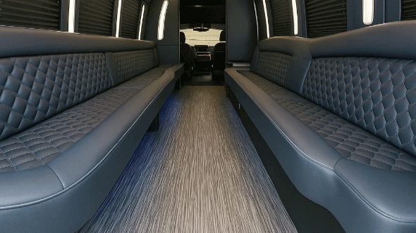 Interior of Charter Bus Company Greenville's 20 Passenger Party Bus in Greenville