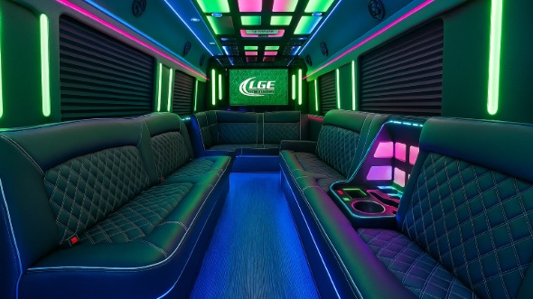 Interior of Charter Bus Company High Point's 20 Passenger Party Bus in High Point