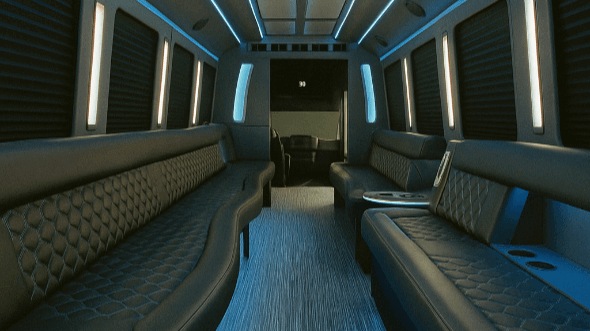 Interior of Charter Bus Company Raleigh's 20 Passenger Party Bus in Raleigh