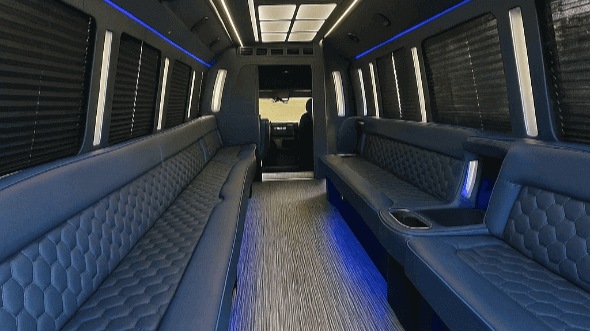 Interior of Charter Bus Company Holly Springs's 25 Passenger Party Bus in Holly Springs