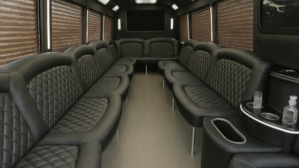 Interior of Charter Bus Company Holly Springs's 28 Passenger Party Bus in Holly Springs