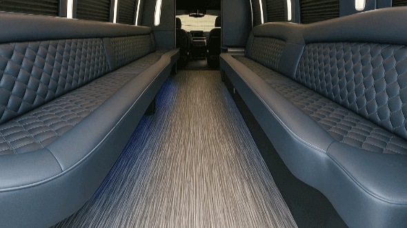 Interior of Charter Bus Company Raleigh's 28 Passenger Party Bus in Raleigh