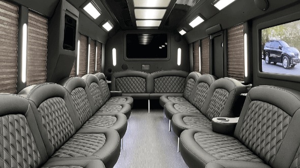 Interior of Charter Bus Company Apex's 30 Passenger Party Bus in Apex
