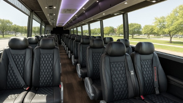 Interior of Charter Bus Company Fayetteville's 35 Passenger Minibus in Fayetteville