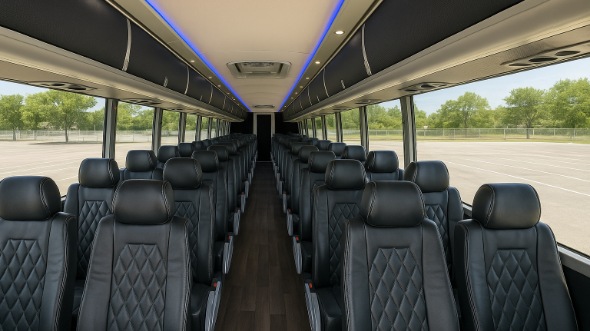 Interior of Charter Bus Company Fayetteville's 40 Passenger Charter Bus in Fayetteville