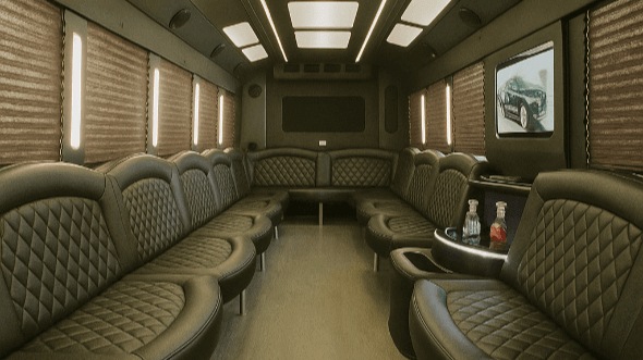 Interior of Charter Bus Company High Point's 40 Passenger Party Bus in High Point