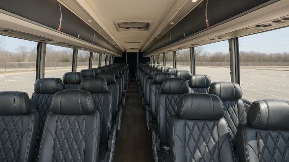 Interior of Charter Bus Company Fayetteville's 44 Passenger Charter Bus in Fayetteville