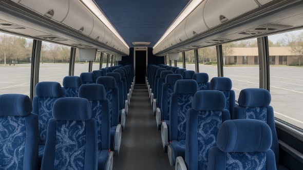 Interior of Charter Bus Company Fayetteville's 45 Passenger Charter Bus in Fayetteville