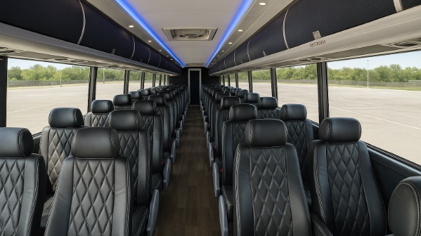 Interior of Charter Bus Company Fayetteville's 46 Passenger Charter Bus in Fayetteville