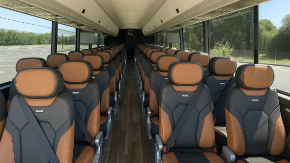 Interior of Charter Bus Company Fayetteville's 47 Passenger Charter Bus in Fayetteville
