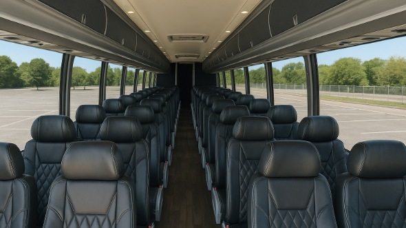 Interior of Charter Bus Company Fayetteville's 48 Passenger Charter Bus in Fayetteville