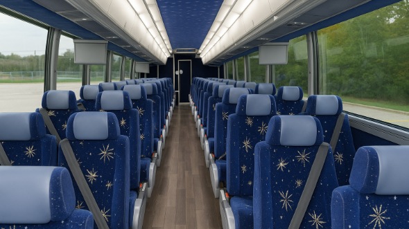 Interior of Charter Bus Company Fayetteville's 54 Passenger Charter Bus in Fayetteville