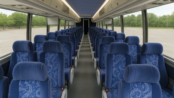 Interior of Charter Bus Company Fayetteville's 55 Passenger Charter Bus in Fayetteville