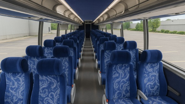 Interior of Charter Bus Company Fayetteville's 56 Passenger Charter Bus in Fayetteville
